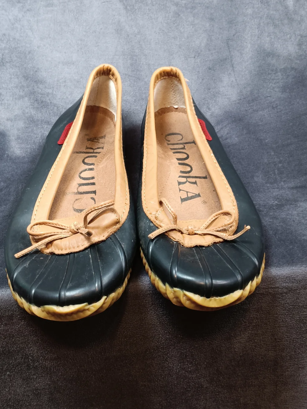Chooka Black and Tan Women's Waterproof Ballet Flats